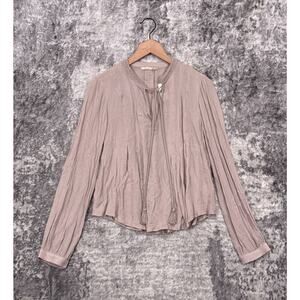 New Anthropologie Top 10 Womens Floreat Blush Pink Embroidered Tassel Tie